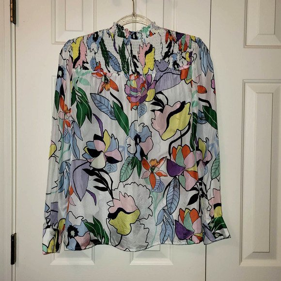 Anthropologie Multicolor Silk Floral Blouse - Picture 2 of 3